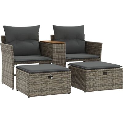 vidaXL Sofa og Terrasse 2-miejscowa z Hokerami - Poli Rattan, Szary vidaXL Sofa og Terrasse 2-miejscowa z Hokerami - Poli Rattan, Szary
