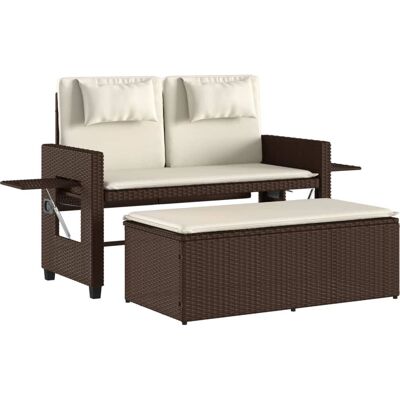 VidaXL Gartentisch - Wetterfester Rattan - Verstellbarer Rücken VidaXL Gartentisch - Wetterfester Rattan - Verstellbarer Rücken