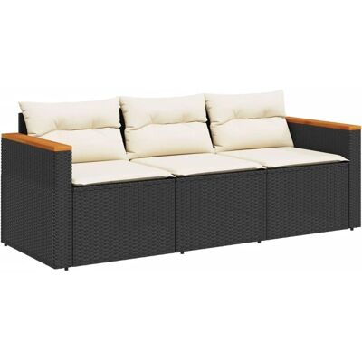 Vidaxl Gartensofa - 3-Sitzer, Schwarz, Synthetisches Rattan Vidaxl Gartensofa - 3-Sitzer, Schwarz, Synthetisches Rattan