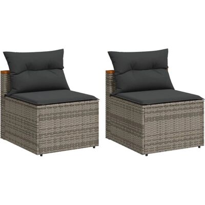 vidaXL 365833 Terrassensofa - Grau - Wetterbeständiges PE Rattan - Modular vidaXL 365833 Terrassensofa - Grau - Wetterbeständiges PE Rattan - Modular