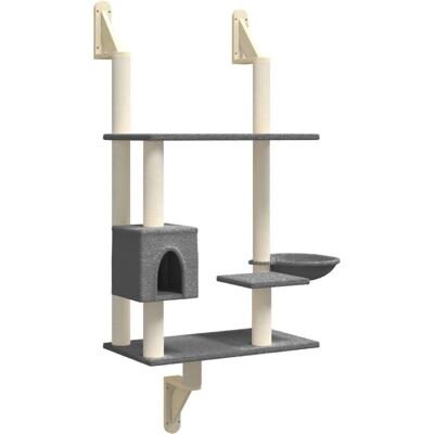 vidaXL Wandmontierter Kratzbaum für Katzen Dunkelgrau - Wand-Katzenbaum vidaXL Wandmontierter Kratzbaum für Katzen Dunkelgrau - Wand-Katzenbaum
