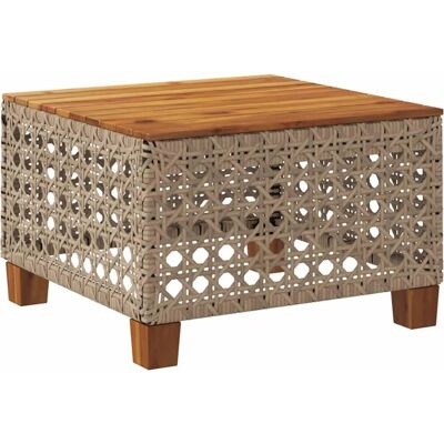 Vidaxl Gartentisch - Polyrattan Akazienholz Beige 55x55x36 cm Vidaxl Gartentisch - Polyrattan Akazienholz Beige 55x55x36 cm
