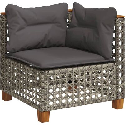 vidaXL Garten-Ecksofas - 3-Sitzer, Grau, Poly Rattan vidaXL Garten-Ecksofas - 3-Sitzer, Grau, Poly Rattan