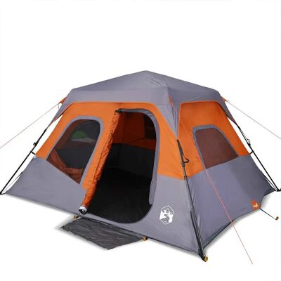 vidaXL Familienzelt 6 Personen Grau Orange Wasserdicht - Zelt vidaXL Familienzelt 6 Personen Grau Orange Wasserdicht - Zelt
