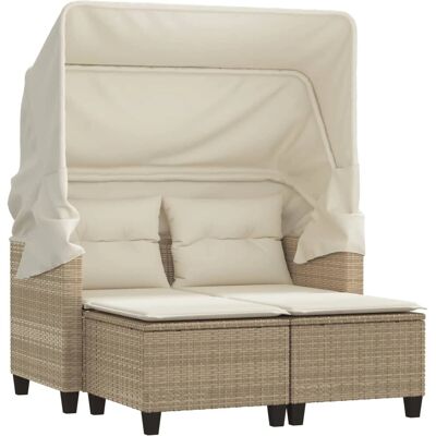 vidaXL Tuinbank 2-zits met luifel - Beige vidaXL Tuinbank 2-zits met luifel - Beige