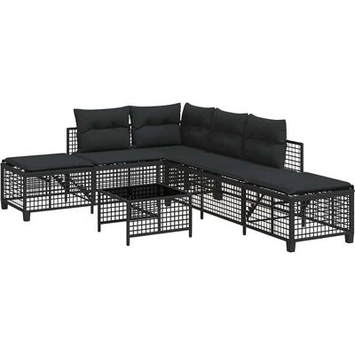 vidaXL 3-tlg. Garten-Ecksofa-Set mit Kissen Schwarz - Langlebiges PE-Rattan - Verstellbar & Gepolstert - Außen vidaXL 3-tlg. Garten-Ecksofa-Set mit Kissen Schwarz - Langlebiges PE-Rattan - Verstellbar & Gepolstert - Außen