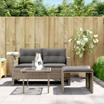 vidaXL Gartensofagarnitur - Grau Poly Rattan 3-tlg. vidaXL Gartensofagarnitur - Grau Poly Rattan 3-tlg.