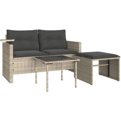vidaXL 3-Tlg. Garten-Sofagarnitur Mit Kissen Beige Poly Rattan - Lounge-Set vidaXL 3-Tlg. Garten-Sofagarnitur Mit Kissen Beige Poly Rattan - Lounge-Set