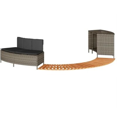 vidaXL Borde bañera hidromasaje madera acacia y ratán sintético gris vidaXL Borde bañera hidromasaje madera acacia y ratán sintético gris