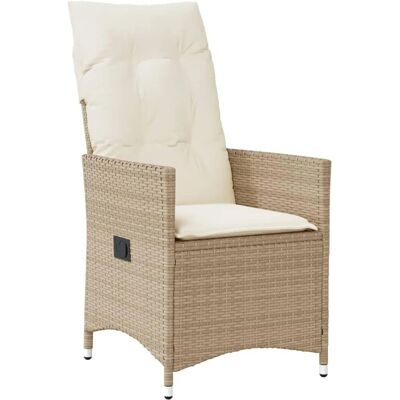 vidaXL Gartenarmlehne mit Kissen Verstellbar Beige Poly Rattan - Gartenstuhl vidaXL Gartenarmlehne mit Kissen Verstellbar Beige Poly Rattan - Gartenstuhl