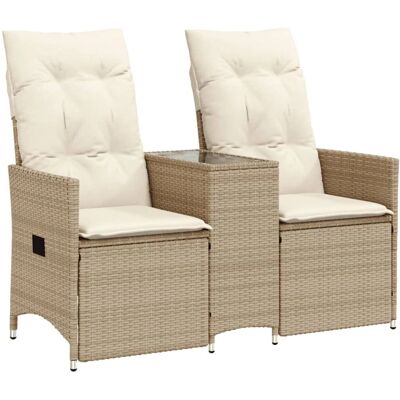 vidaXL Gartensofa 2-Sitzer mit Tisch - Rattan Beige vidaXL Gartensofa 2-Sitzer mit Tisch - Rattan Beige