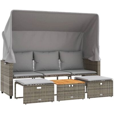 vidaXL Gartensofa 3-Sitzer mit Dach - Poly Rattan vidaXL Gartensofa 3-Sitzer mit Dach - Poly Rattan