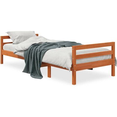 vidaXL Bettgestell Wachstuchbraun 80x200 cm - Massiv Kiefernholz vidaXL Bettgestell Wachstuchbraun 80x200 cm - Massiv Kiefernholz