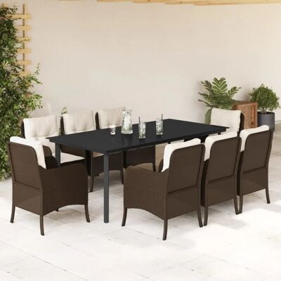 VIDAXL Garten Esstisch-Set - Braunes Synthetisches Rattan, 9 Teile VIDAXL Garten Esstisch-Set - Braunes Synthetisches Rattan, 9 Teile