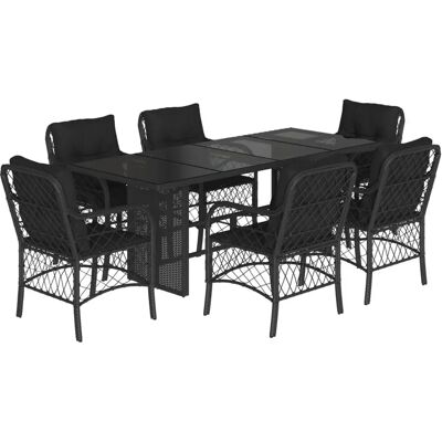 vidaXL Gartentisch + Balkontisch - Gartenmöbel Essgruppe - Schwarz - 7-tlg. vidaXL Gartentisch + Balkontisch - Gartenmöbel Essgruppe - Schwarz - 7-tlg.