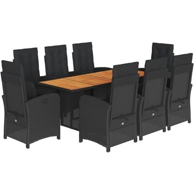 vidaXL Gartentisch-Set - Schwarz Rattan mit Kissen vidaXL Gartentisch-Set - Schwarz Rattan mit Kissen