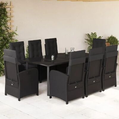 vidaXL 9-teiliges schwarzes Polyrattan-Gartenset - Gartenmöbel vidaXL 9-teiliges schwarzes Polyrattan-Gartenset - Gartenmöbel