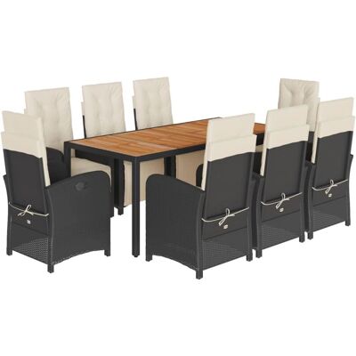 Ensemble de Salle à Manger Jardin vidaXL - 9 pièces Rattan Poly Noir - Publicité Ensemble de Salle à Manger Jardin vidaXL - 9 pièces Rattan Poly Noir - Publicité