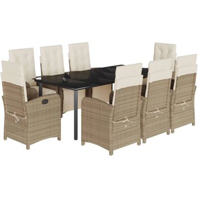 vidaXL Garten-Esstisch 9-tlg. Beige Polyrotan vidaXL Garten-Esstisch 9-tlg. Beige Polyrotan