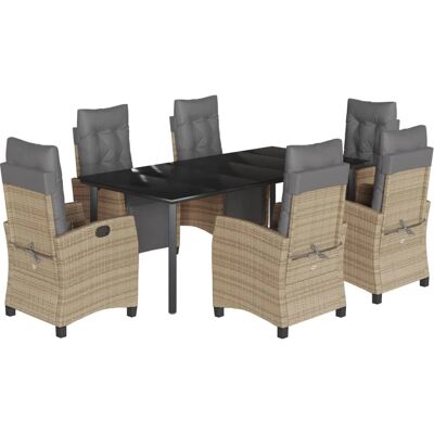 vidaXL Garten Essgruppe - 7-tlg. Beige Synthetischer Rattan vidaXL Garten Essgruppe - 7-tlg. Beige Synthetischer Rattan
