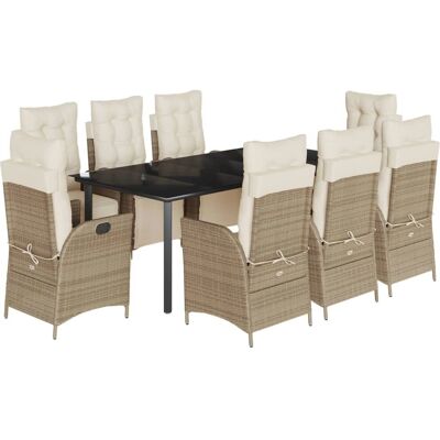 VIDAXL Gartenmöbel-Set - Verstellbarer Rattan Beige - Gartentisch VIDAXL Gartenmöbel-Set - Verstellbarer Rattan Beige - Gartentisch