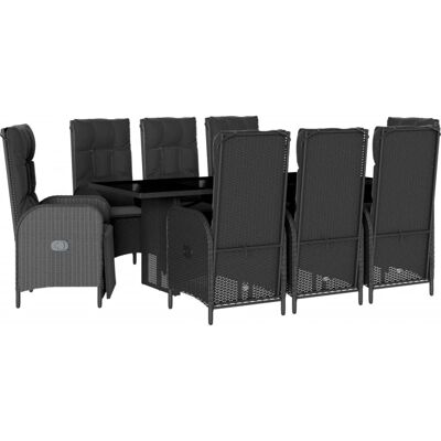 VidaXL Gartenmöbel-Set - Verstellbarer Rückenlehne, Glasplatte, 8 Stühle VidaXL Gartenmöbel-Set - Verstellbarer Rückenlehne, Glasplatte, 8 Stühle