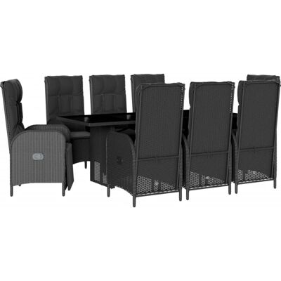 vidaXL 9-tlg. Garten-Essgruppe mit Kissen - Schwarz vidaXL 9-tlg. Garten-Essgruppe mit Kissen - Schwarz