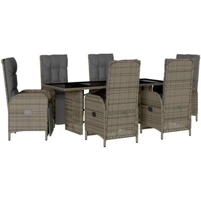 vidaXL Gartentisch-Set - Grau - Tisch, Stühle & Kissen vidaXL Gartentisch-Set - Grau - Tisch, Stühle & Kissen