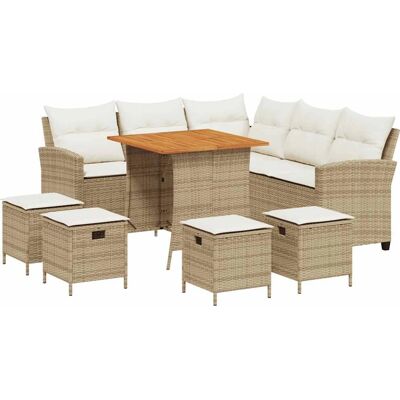 vidaXL 6-tlg. Garten-Sofagarnitur mit Kissen - Beige L-Form vidaXL 6-tlg. Garten-Sofagarnitur mit Kissen - Beige L-Form