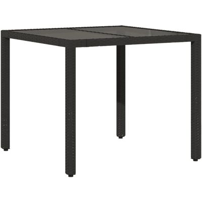 vidaXL Gartentisch mit Glasplatte - Schwarz - 90x90x75 cm vidaXL Gartentisch mit Glasplatte - Schwarz - 90x90x75 cm