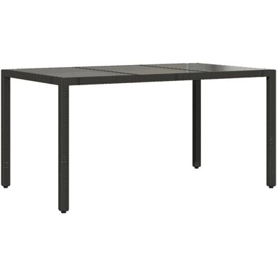 vidaXL Gartentisch mit Glasplatte Schwarz 150x90x75 cm - Gartentisch vidaXL Gartentisch mit Glasplatte Schwarz 150x90x75 cm - Gartentisch