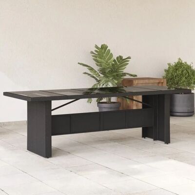 vidaXL Gartentisch mit Glasplatte Schwarz - Gartentisch vidaXL Gartentisch mit Glasplatte Schwarz - Gartentisch