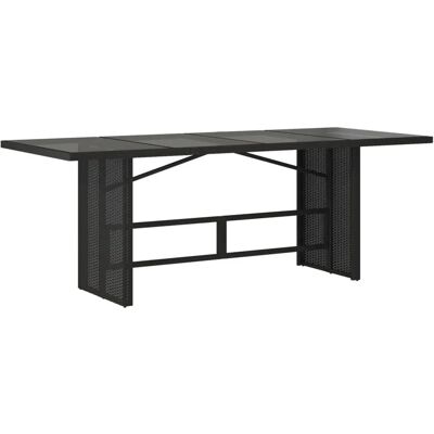vidaXL Buiten Tafel Zwart - Tuin, Terras, Glazen Blad, Rattan vidaXL Buiten Tafel Zwart - Tuin, Terras, Glazen Blad, Rattan