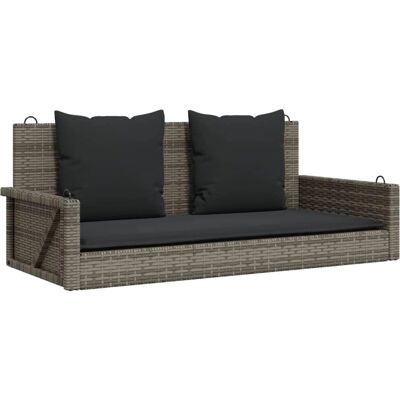 vidaXL Graue Rattan-Schaukelbank mit Kissen - Gartenmöbel vidaXL Graue Rattan-Schaukelbank mit Kissen - Gartenmöbel
