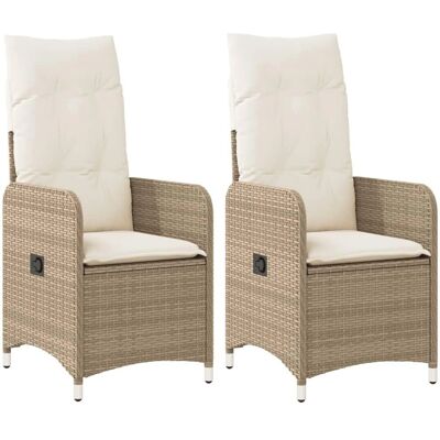 vidaXL Gartensessel - Verstellbar Beige Poly Rattan - Gartenstuhl vidaXL Gartensessel - Verstellbar Beige Poly Rattan - Gartenstuhl