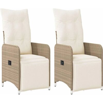 vidaXL Gartensessel mit Kissen - Verstellbar 2 Stück Beige vidaXL Gartensessel mit Kissen - Verstellbar 2 Stück Beige