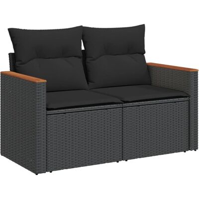 vidaXL Gartensofa Mit Kissen - Schwarz - 2-Sitzer - Gartenmöbel vidaXL Gartensofa Mit Kissen - Schwarz - 2-Sitzer - Gartenmöbel