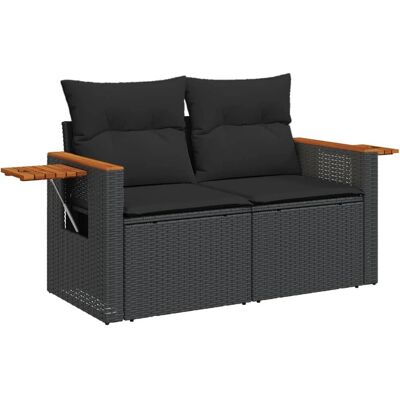 vidaXL Gartensofa Mit Kissen 2-Sitzer Schwarz Poly Rattan - Gartenmöbel vidaXL Gartensofa Mit Kissen 2-Sitzer Schwarz Poly Rattan - Gartenmöbel