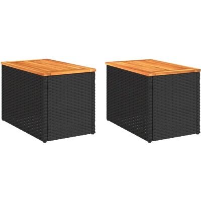 vidaXL Outdoor Table Black - Garden Side 2pcs - Poly Rattan vidaXL Outdoor Table Black - Garden Side 2pcs - Poly Rattan