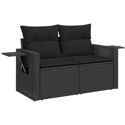 vidaXL Gartensofa mit Kissen - Schwarz - 2-Sitzer - Outdoor-Möbel vidaXL Gartensofa mit Kissen - Schwarz - 2-Sitzer - Outdoor-Möbel