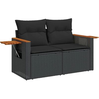 vidaXL Gartensofa Mit Kissen - Schwarz - 2-Sitzer vidaXL Gartensofa Mit Kissen - Schwarz - 2-Sitzer