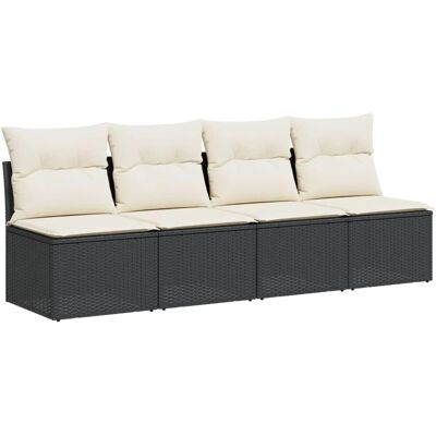 vidaXL Tuinbank Zwart & Creme 4-Zits - Tuinbank vidaXL Tuinbank Zwart & Creme 4-Zits - Tuinbank