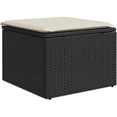 vidaXL Gartenhocker Mit Kissen - 55x55x37cm - Schwarz vidaXL Gartenhocker Mit Kissen - 55x55x37cm - Schwarz