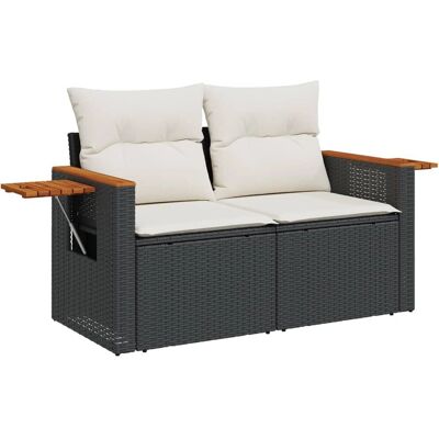 vidaXL Gartensofa Mit Kissen 2-Sitzer - Schwarz - Wetterfest vidaXL Gartensofa Mit Kissen 2-Sitzer - Schwarz - Wetterfest
