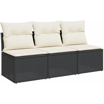 vidaXL 3-zits Buitensofa met Kussens Zwart PE Rattan vidaXL 3-zits Buitensofa met Kussens Zwart PE Rattan