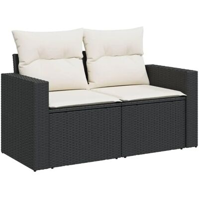 vidaXL Tuinbank met Kussens - Zwart Poly Rattan 2-zits vidaXL Tuinbank met Kussens - Zwart Poly Rattan 2-zits