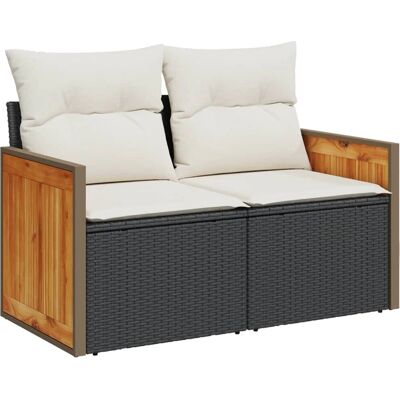 vidaXL Gartensofa Mit Kissen 2-Sitzer Poly Rattan Schwarz - Modell: m vidaXL Gartensofa Mit Kissen 2-Sitzer Poly Rattan Schwarz - Modell: m
