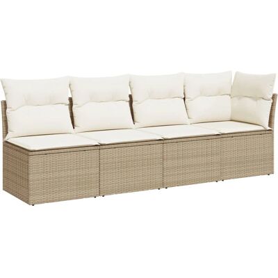 vidaXL Tuinbank - Beige 4-zits met kussens - Tuinbank vidaXL Tuinbank - Beige 4-zits met kussens - Tuinbank