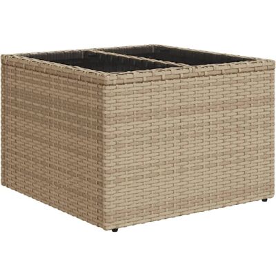 vidaXL Gartentisch mit Glastop Beige - Gartentisch vidaXL Gartentisch mit Glastop Beige - Gartentisch