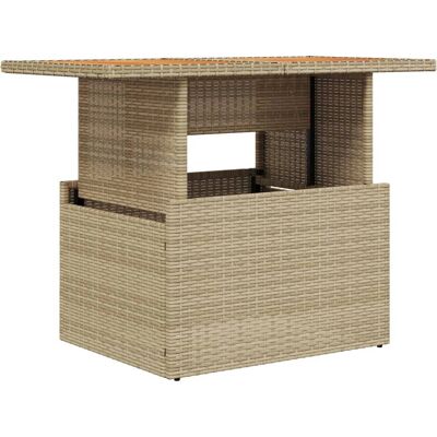 vidaXL Tuin Tafel Beige - Buiten tafel, poly rattan & acaciahout vidaXL Tuin Tafel Beige - Buiten tafel, poly rattan & acaciahout